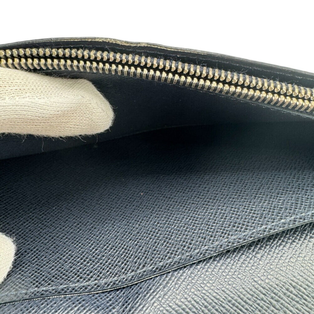 Louis Vuitton Navy Leather Long Wallet (Bi-Fold) (Pre-Owned)