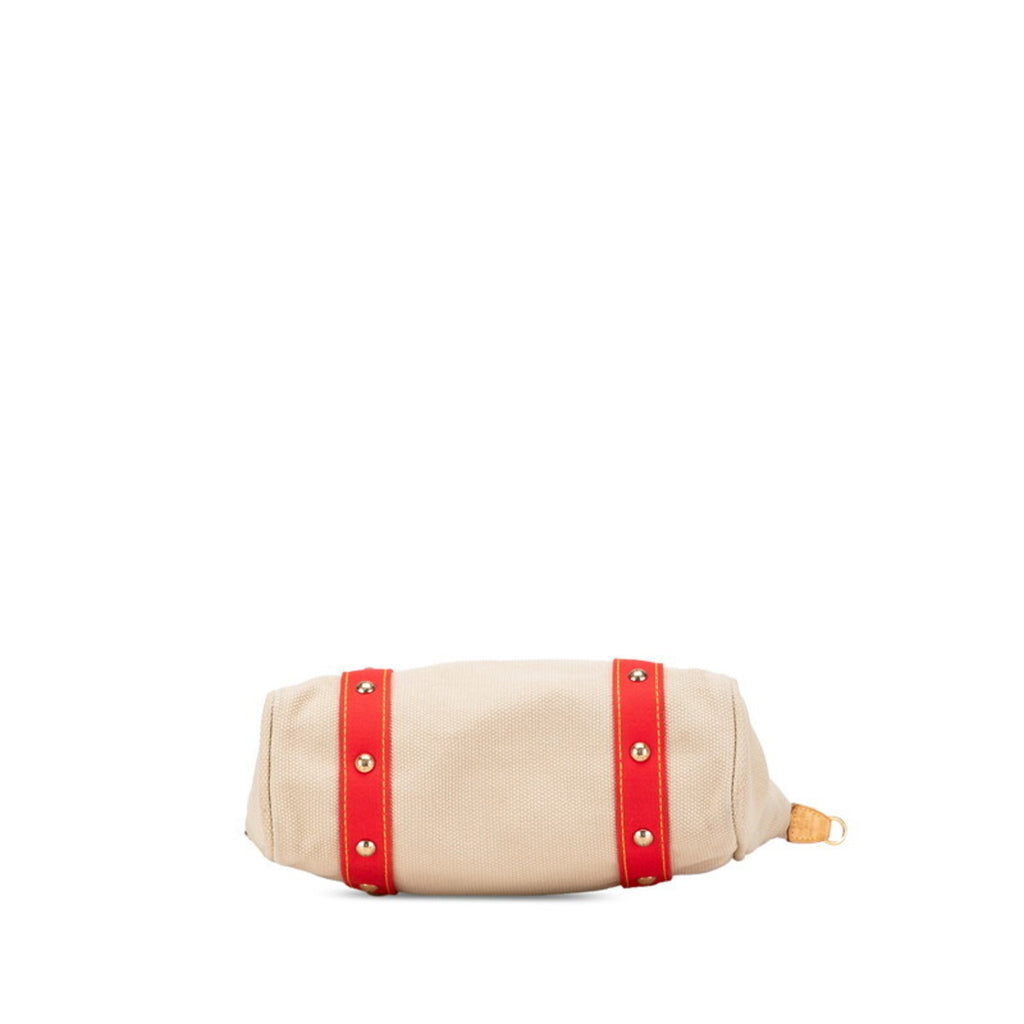 Louis Vuitton Antigua Beige Red Color Canvas Leather Shoulder Bag Tote Bag (Pre-Owned)