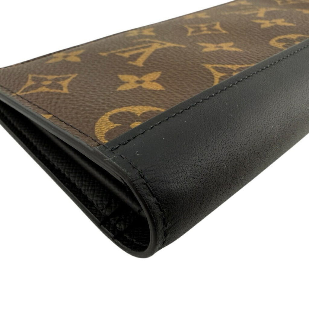 Louis Vuitton Monogram Macassar Brown Leather Long Wallet (Bi-Fold) (Pre-Owned)
