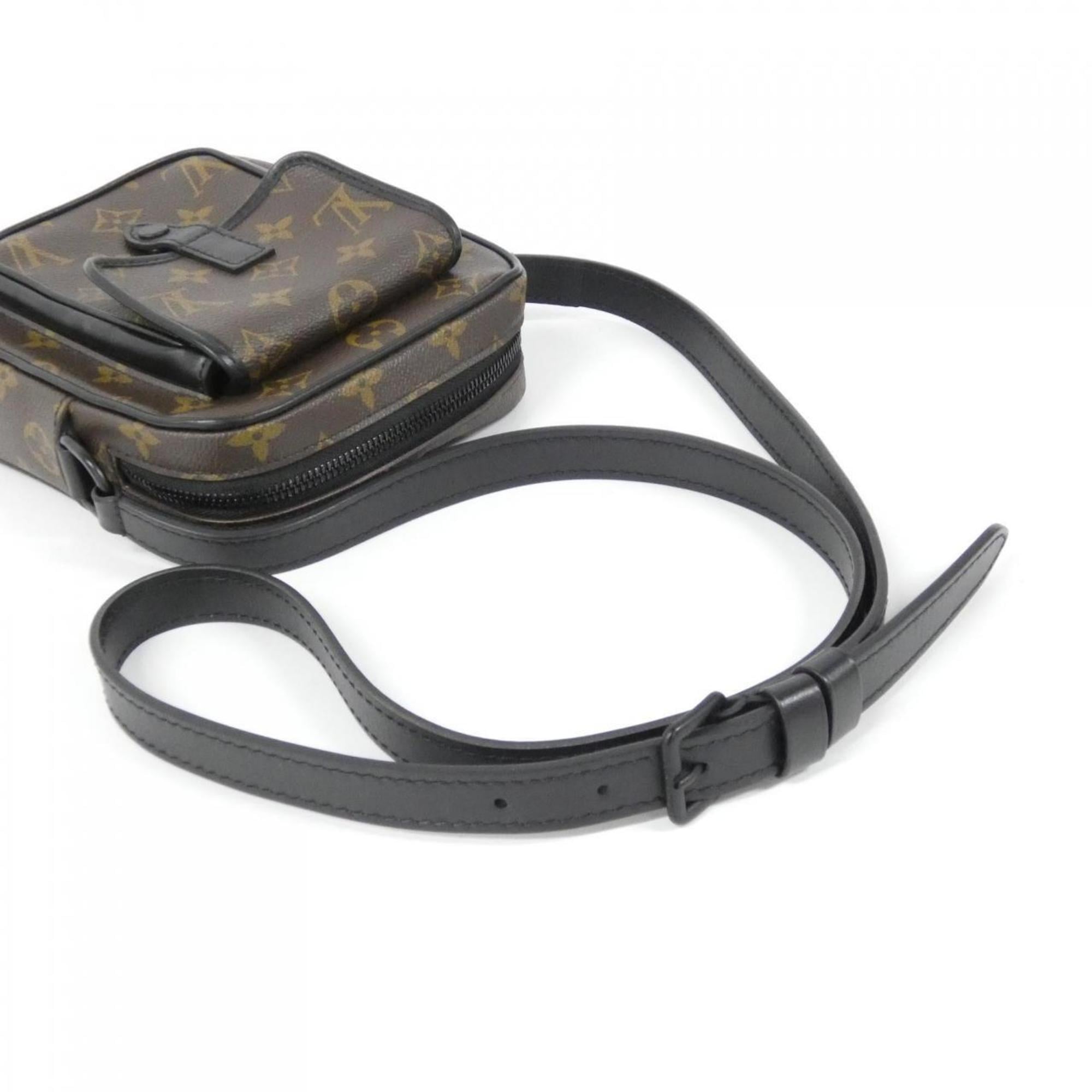 Louis Vuitton Black Brown Coated Canvas Shoulder Bag (Pre-Owned)