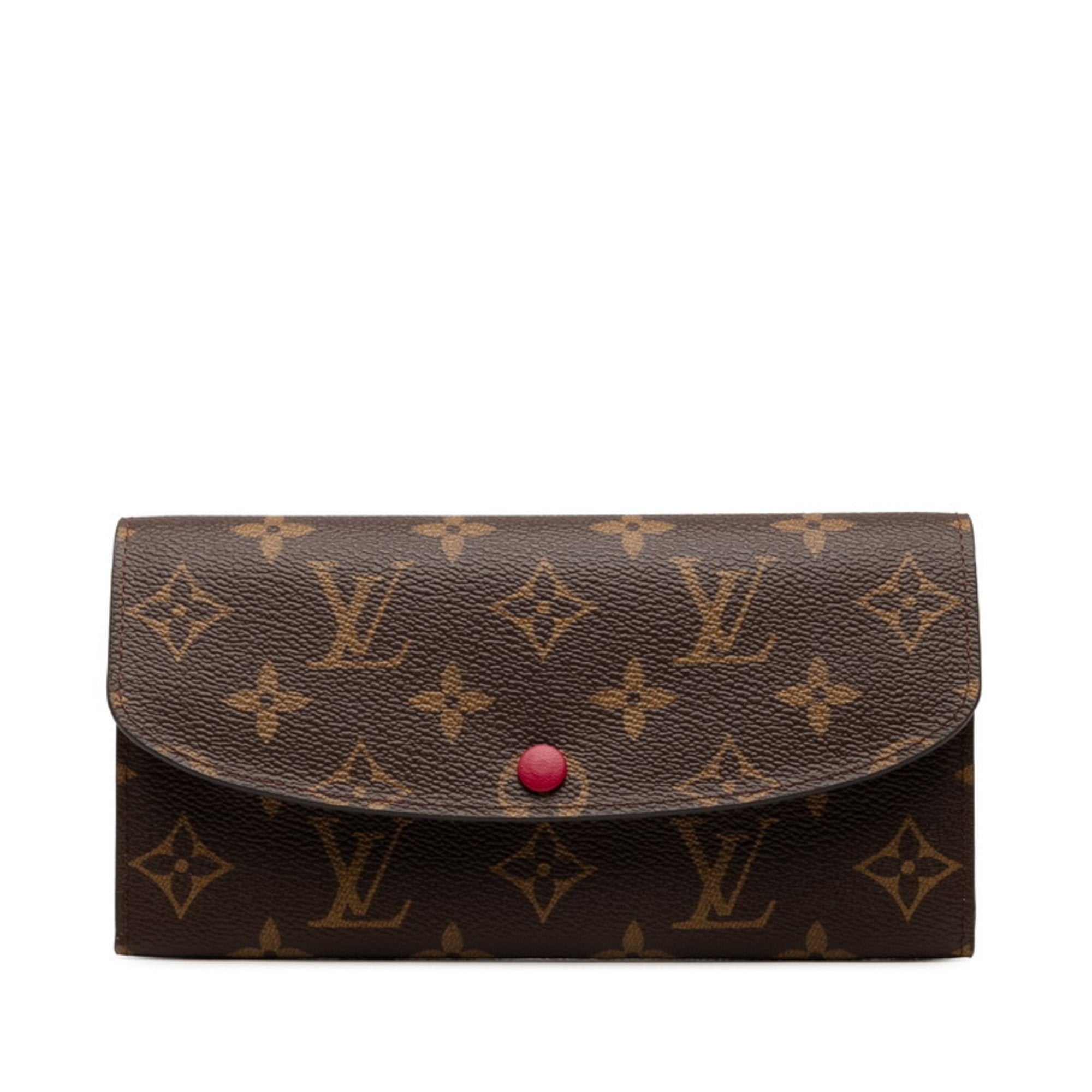Louis Vuitton Brown Fuchsia Pink Pvc Leather Long Wallet (Bi-Fold) (Pre-Owned)