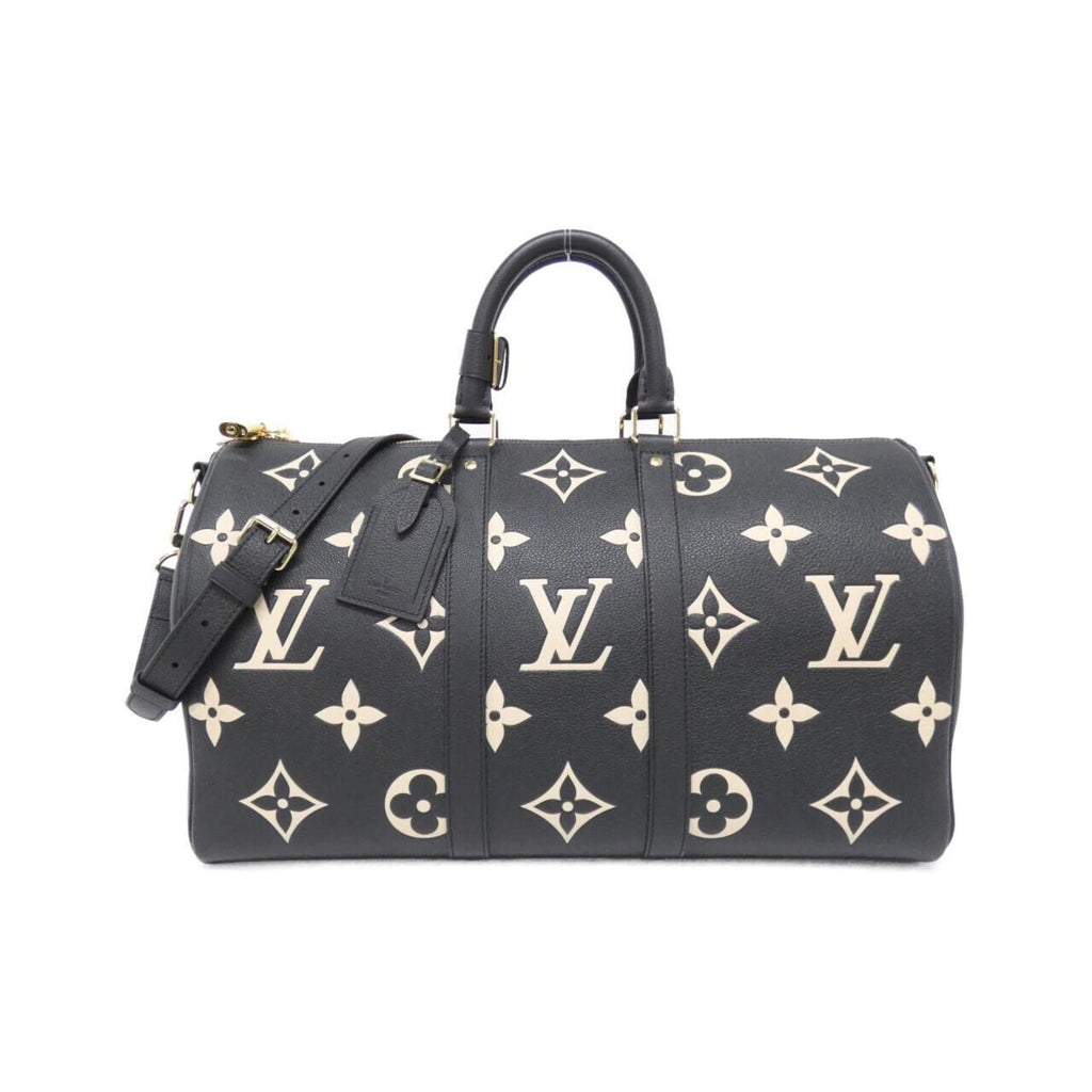 Louis Vuitton Beige Black Leather Boston Bag (Pre-Owned)