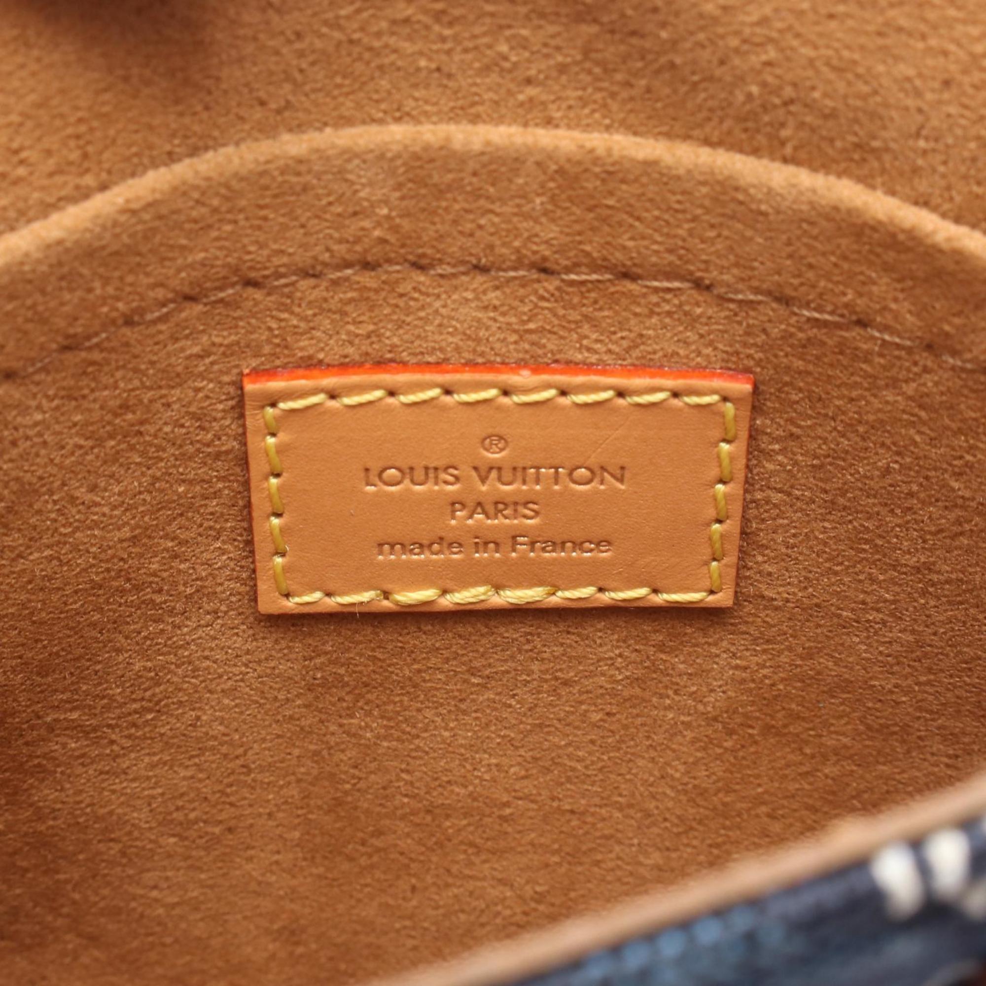 Louis Vuitton Brown Navy White Canvas Leather Monogram Jacquard Handbag (Pre-Owned)