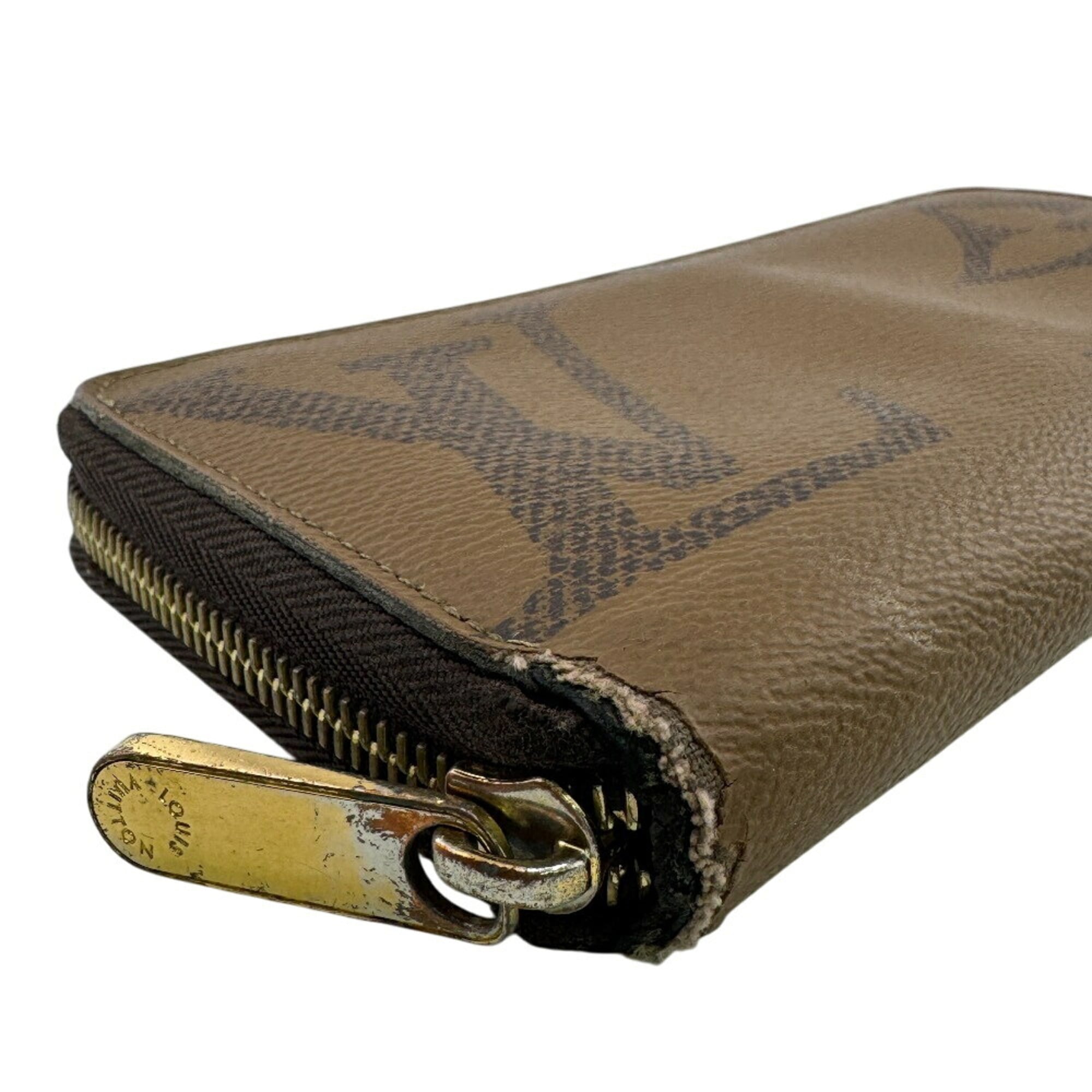 Louis Vuitton Black Brown Camel Leather Long Wallet (Bi-Fold) (Pre-Owned)