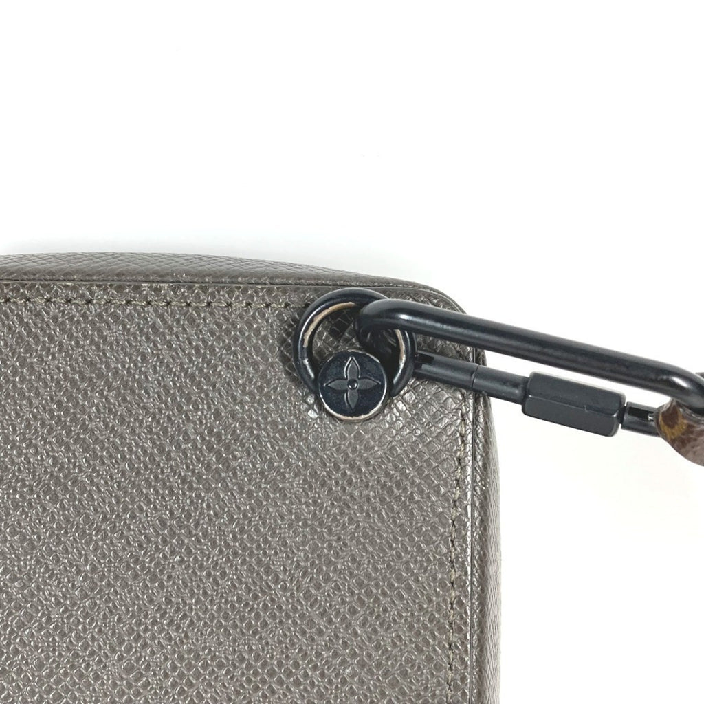 Louis Vuitton Brown Gray Taiga Leather Monogram Pochette Shoulder Bag (Pre-Owned)