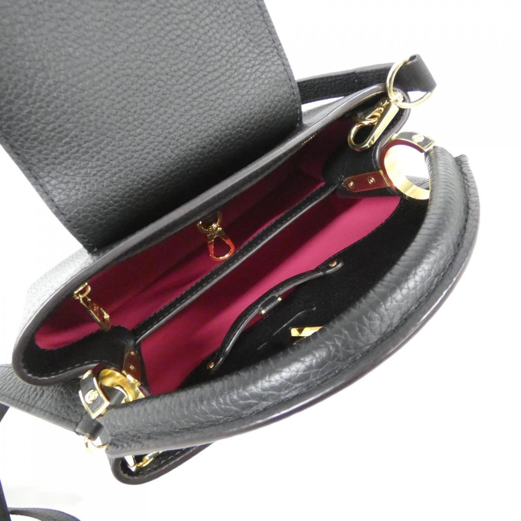 Louis Vuitton Black Leather Handbag Shoulder Bag (Pre-Owned)