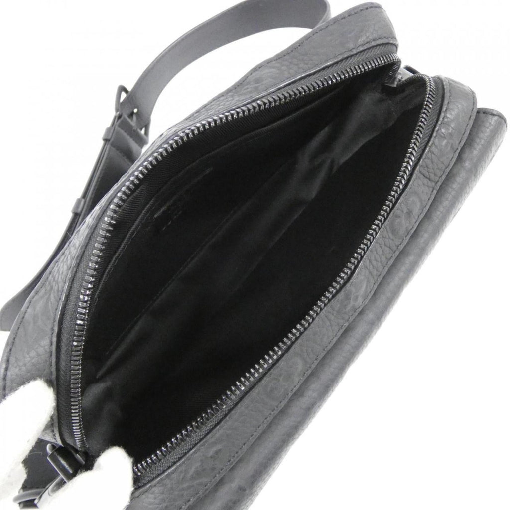 Louis Vuitton Black Leather Messenger Bag Shoulder Bag (Pre-Owned)