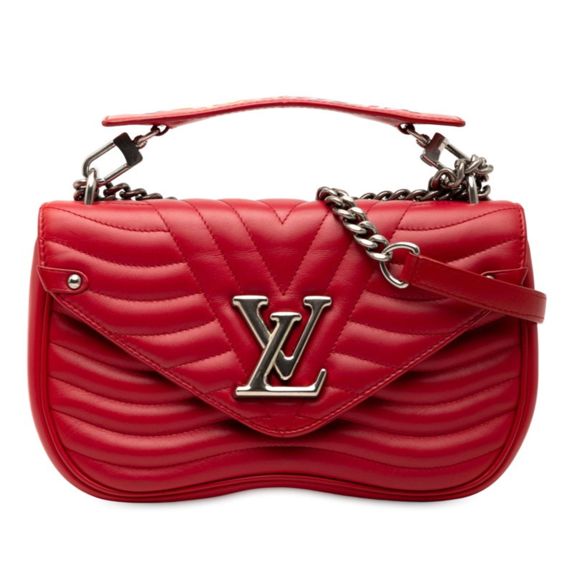 Louis Vuitton Red Color Leather Handbag Shoulder Bag (Pre-Owned)