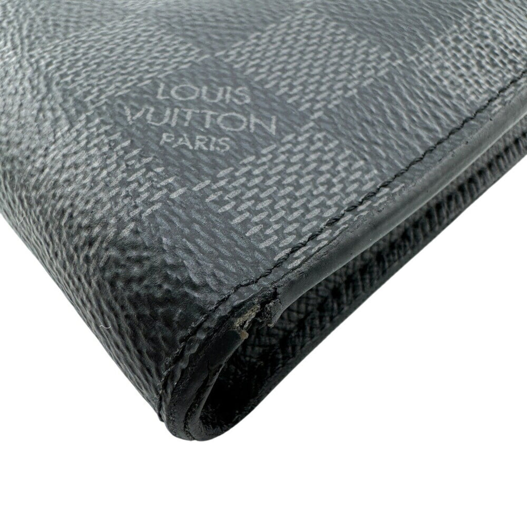 Louis Vuitton Black Gray Leather Wallet (Bi-Fold) (Pre-Owned)