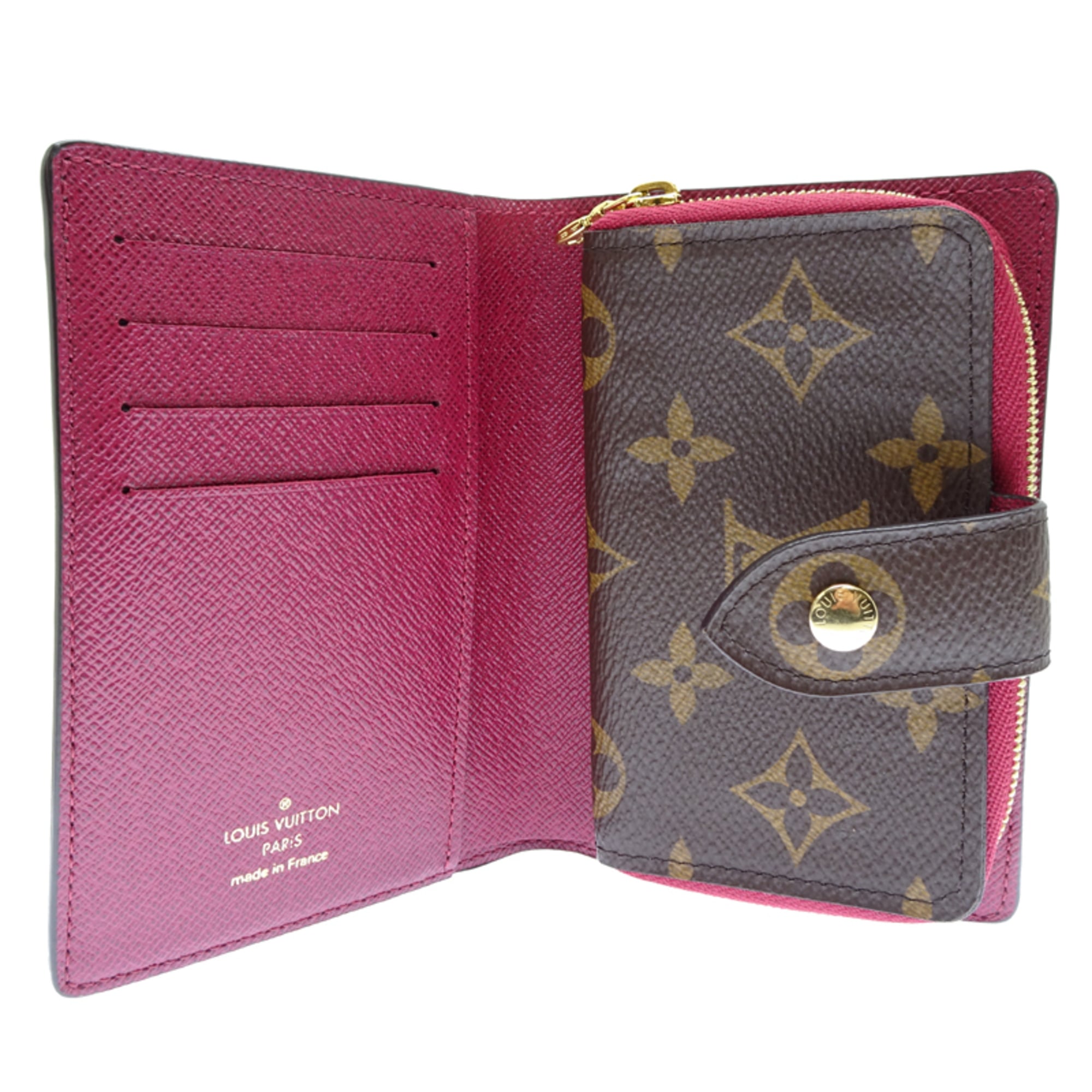 Louis Vuitton Brown Fuchsia Pink Monogram Monogram Leather Wallet (Bi-Fold) (Pre-Owned)