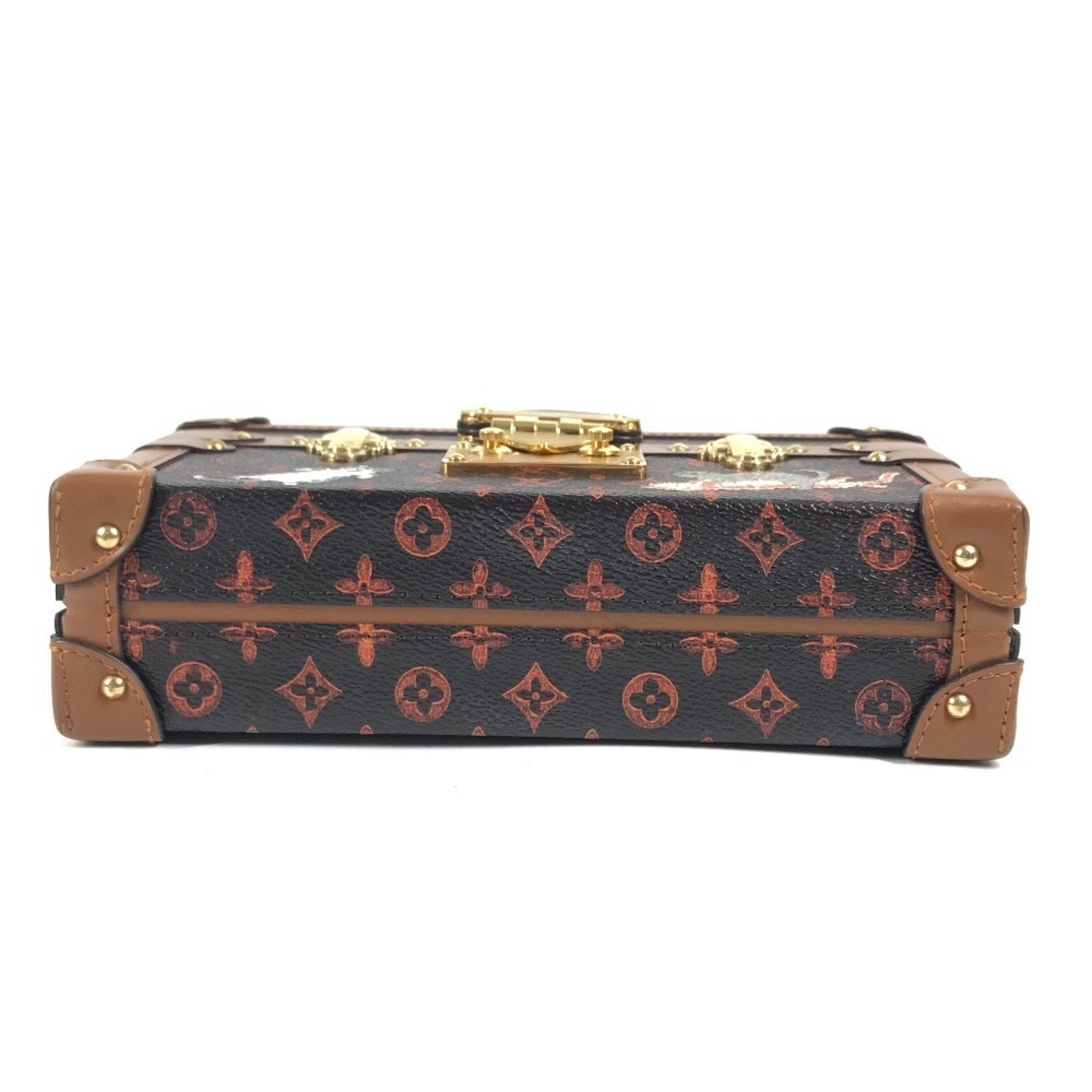 Louis Vuitton Brown Red Color Monogram Canvas Clutch Bag Shoulder Bag (Pre-Owned)