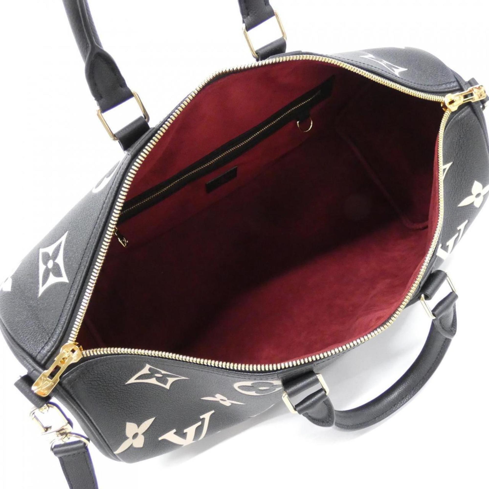 Louis Vuitton Beige Black Leather Boston Bag (Pre-Owned)
