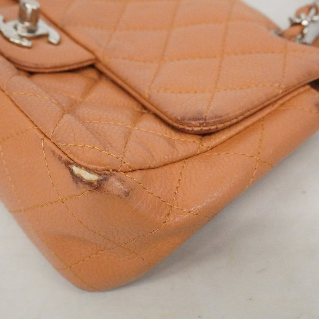 Square Classic Single Flap Bag Quilted Caviar Mini