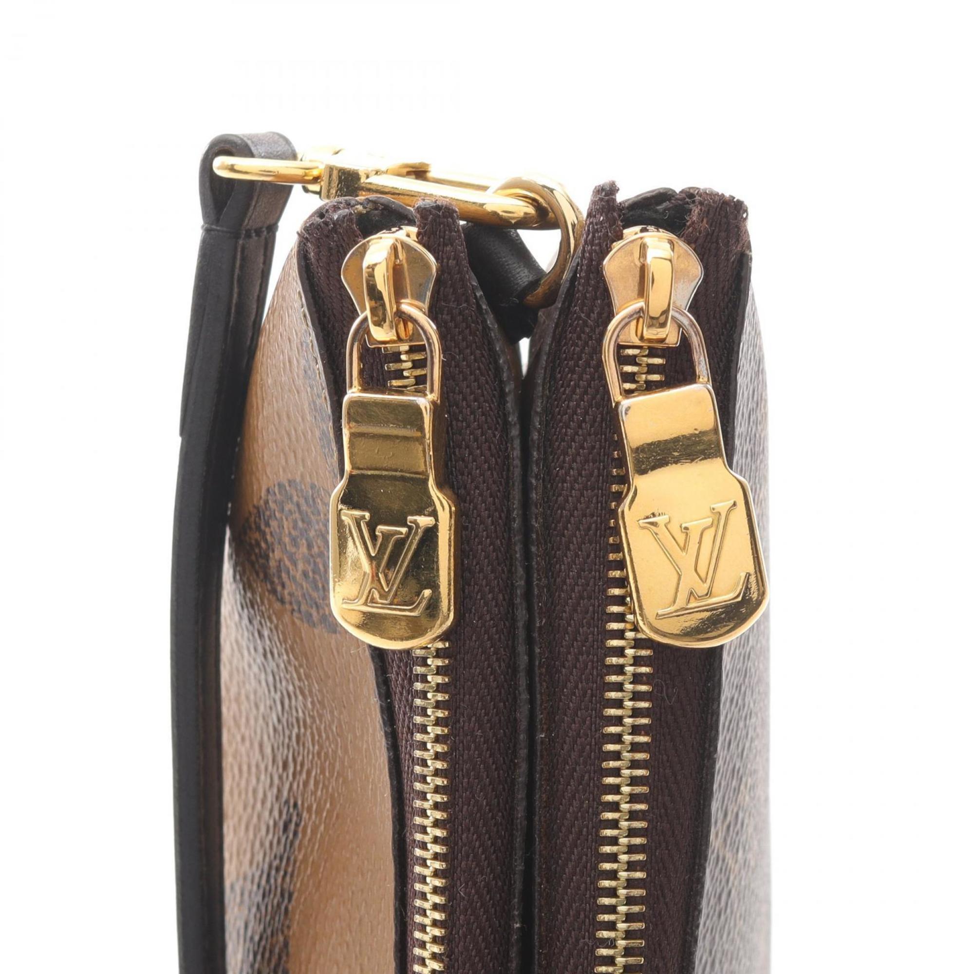 Louis Vuitton Beige Brown Monogram Reverse Pvc Coated Canvas Leather Pochette Shoulder Bag (Pre-Owned)