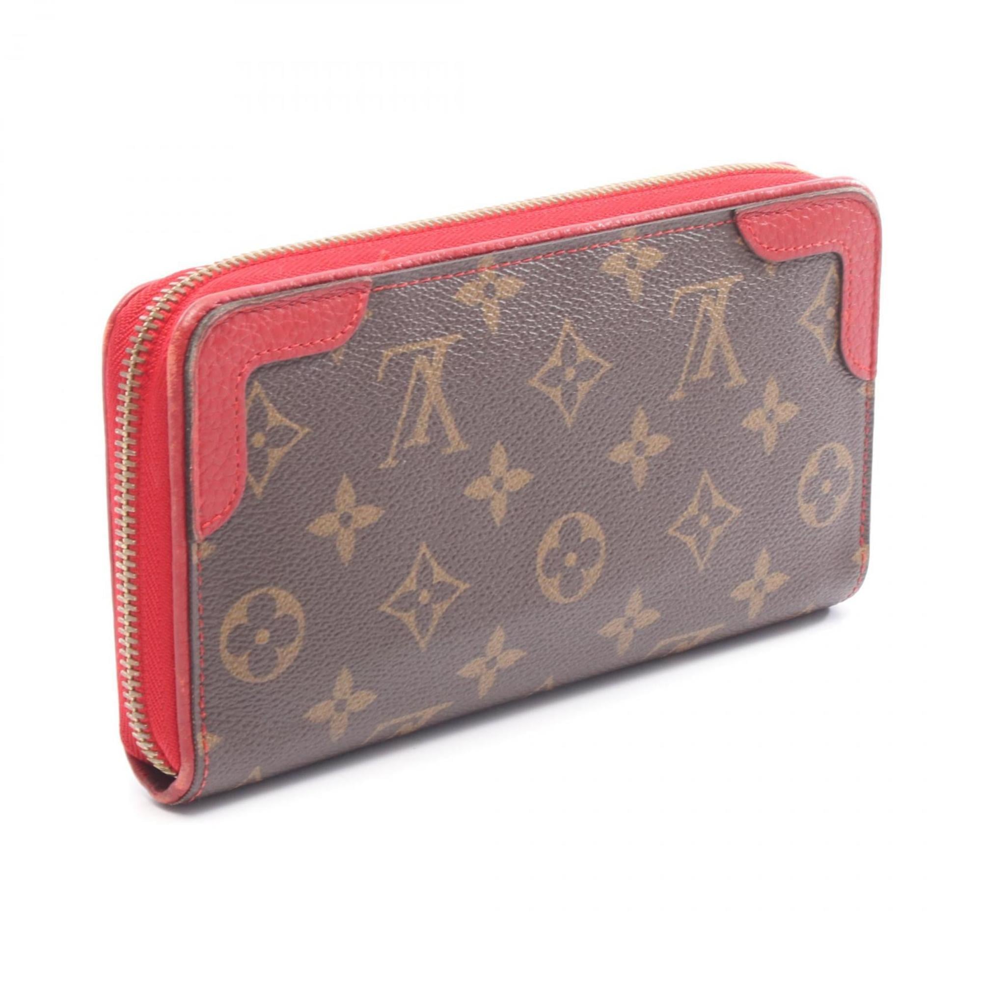 Louis Vuitton Brown Cerise Red Color Monogram Leather Coated Canvas Long Wallet (Bi-Fold) (Pre-Owned)