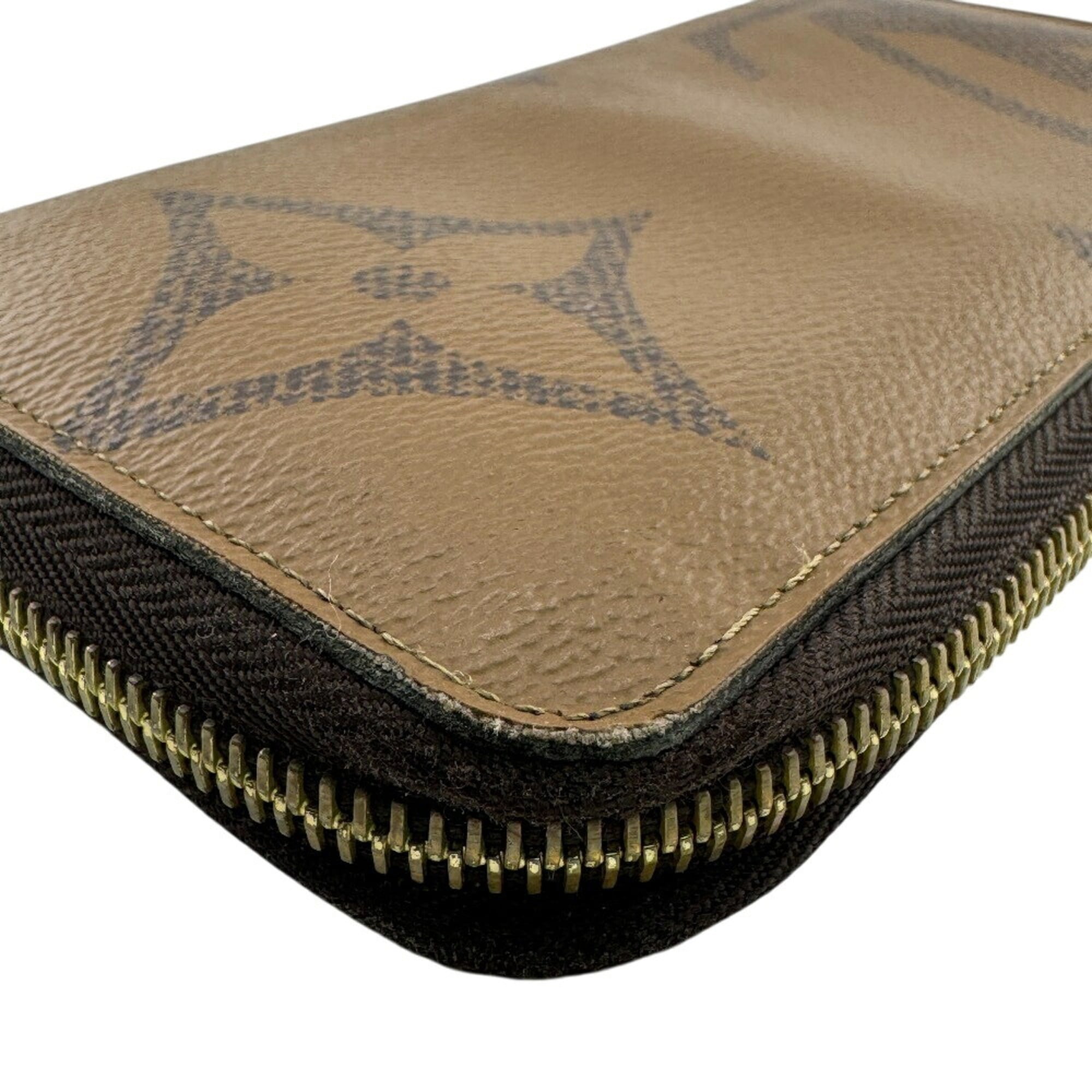 Louis Vuitton Black Brown Camel Leather Long Wallet (Bi-Fold) (Pre-Owned)