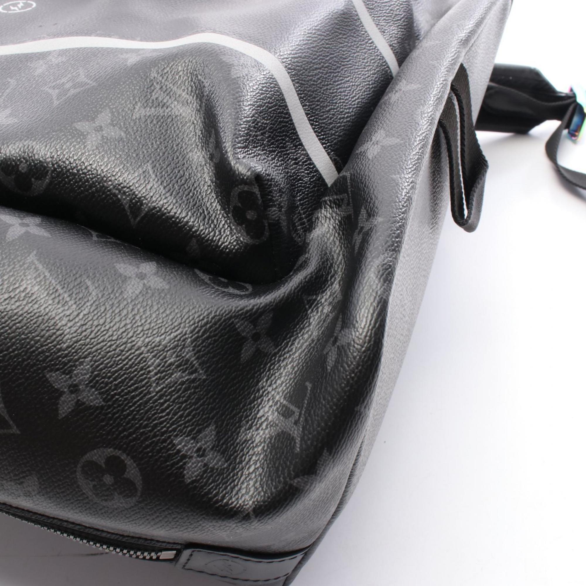 Louis Vuitton Black Coated Canvas Leather Backpack (Pre-Owned)