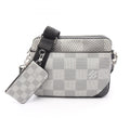 Louis Vuitton Gray White Coated Canvas Leather Shoulder Bag (Pre-Owned)