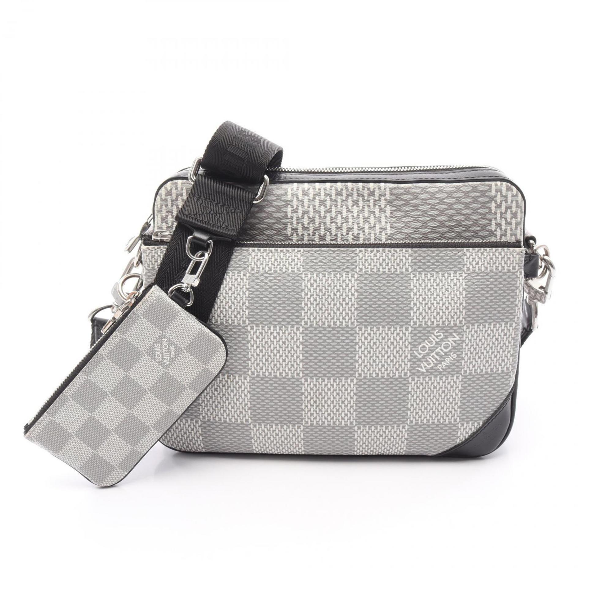 Louis Vuitton Gray White Coated Canvas Leather Shoulder Bag (Pre-Owned)