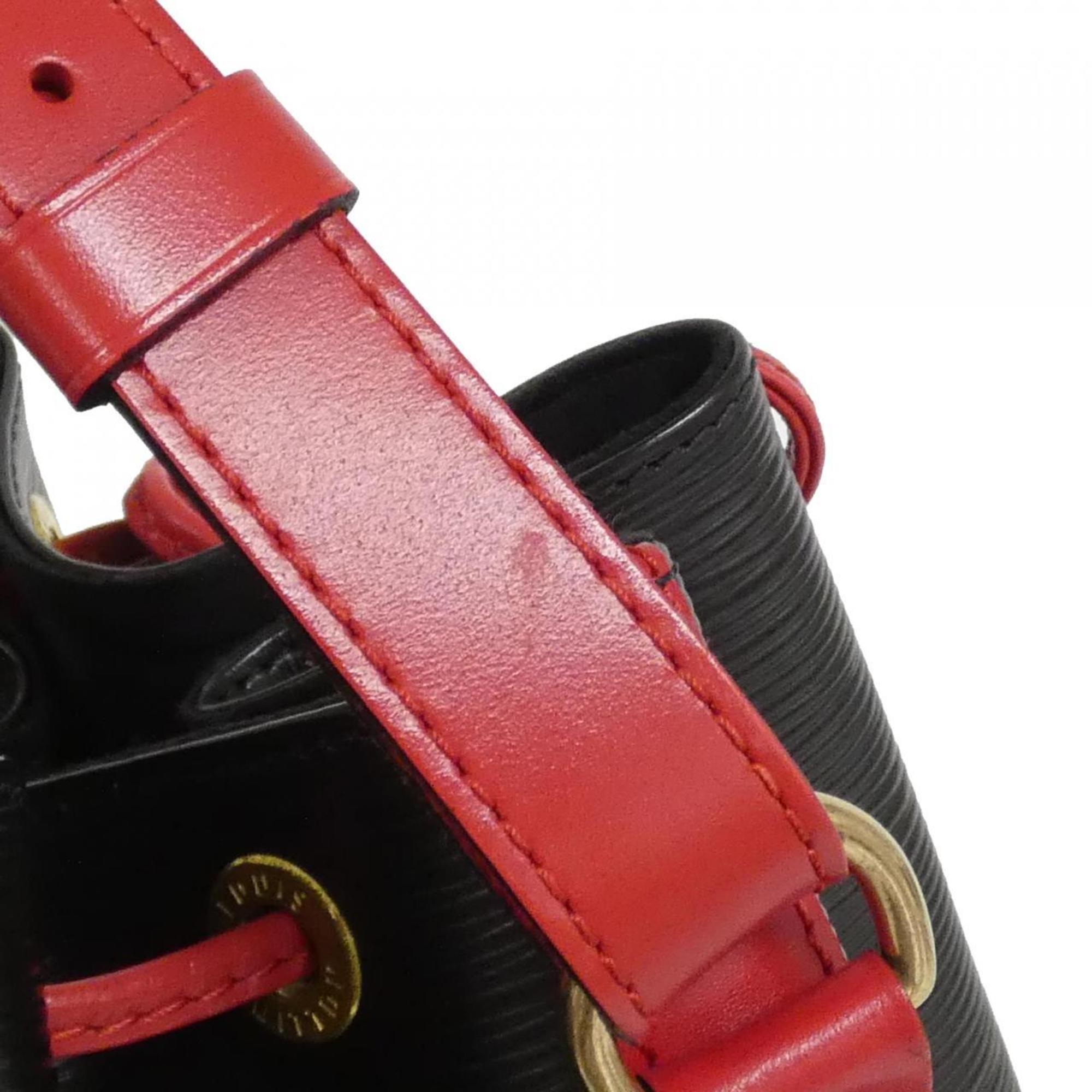 Louis Vuitton Black Red Color Leather Shoulder Bag (Pre-Owned)