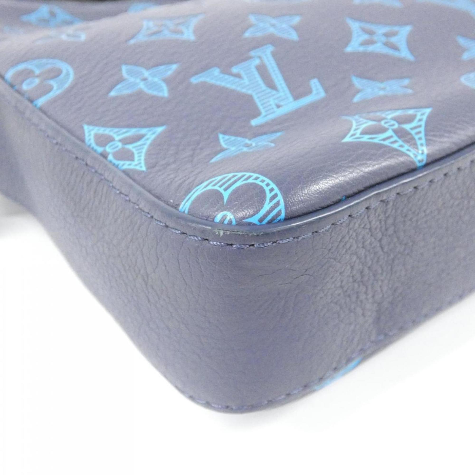 Louis Vuitton Black Blue Leather Shoulder Bag (Pre-Owned)