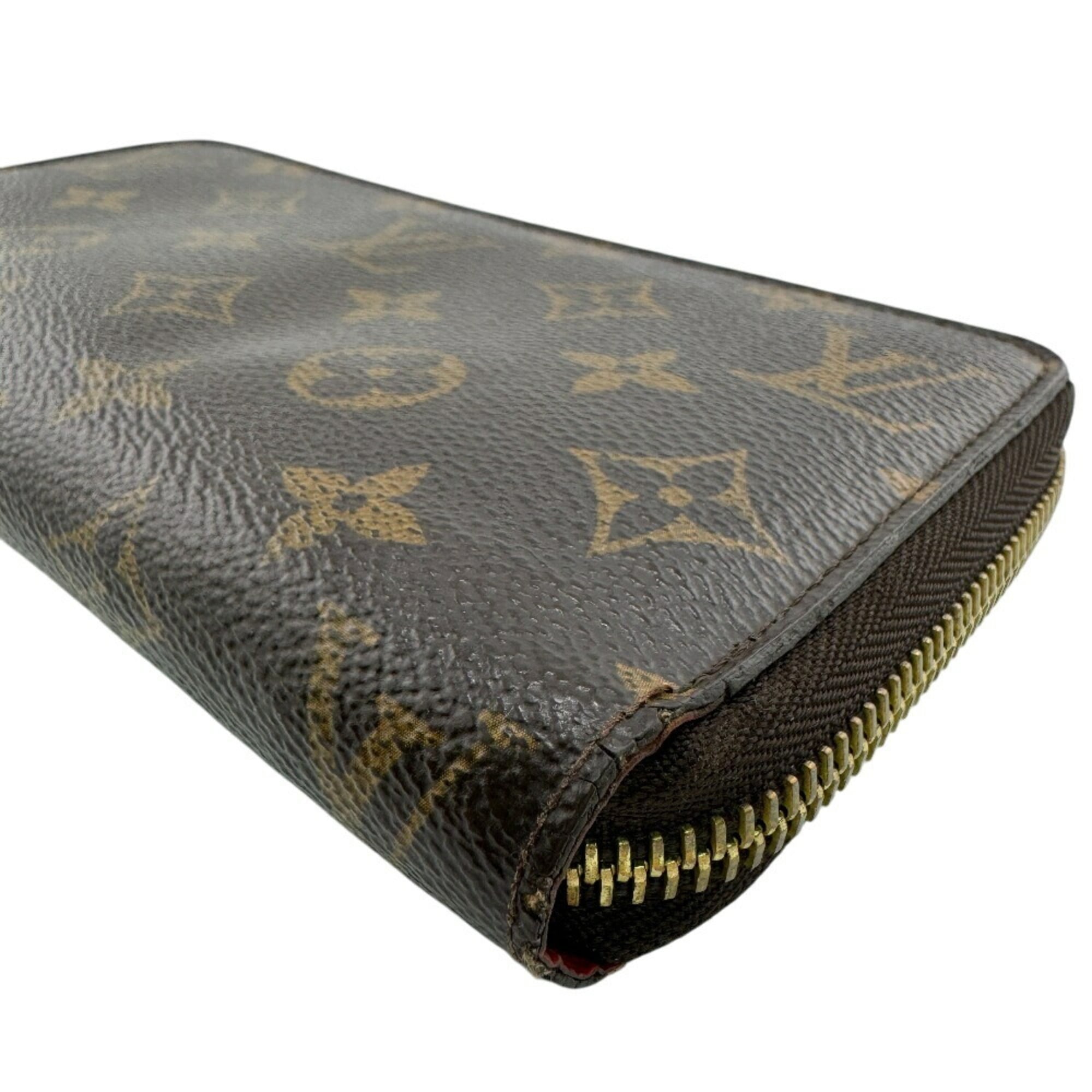 Louis Vuitton Brown Red Color Leather Long Wallet (Bi-Fold) (Pre-Owned)