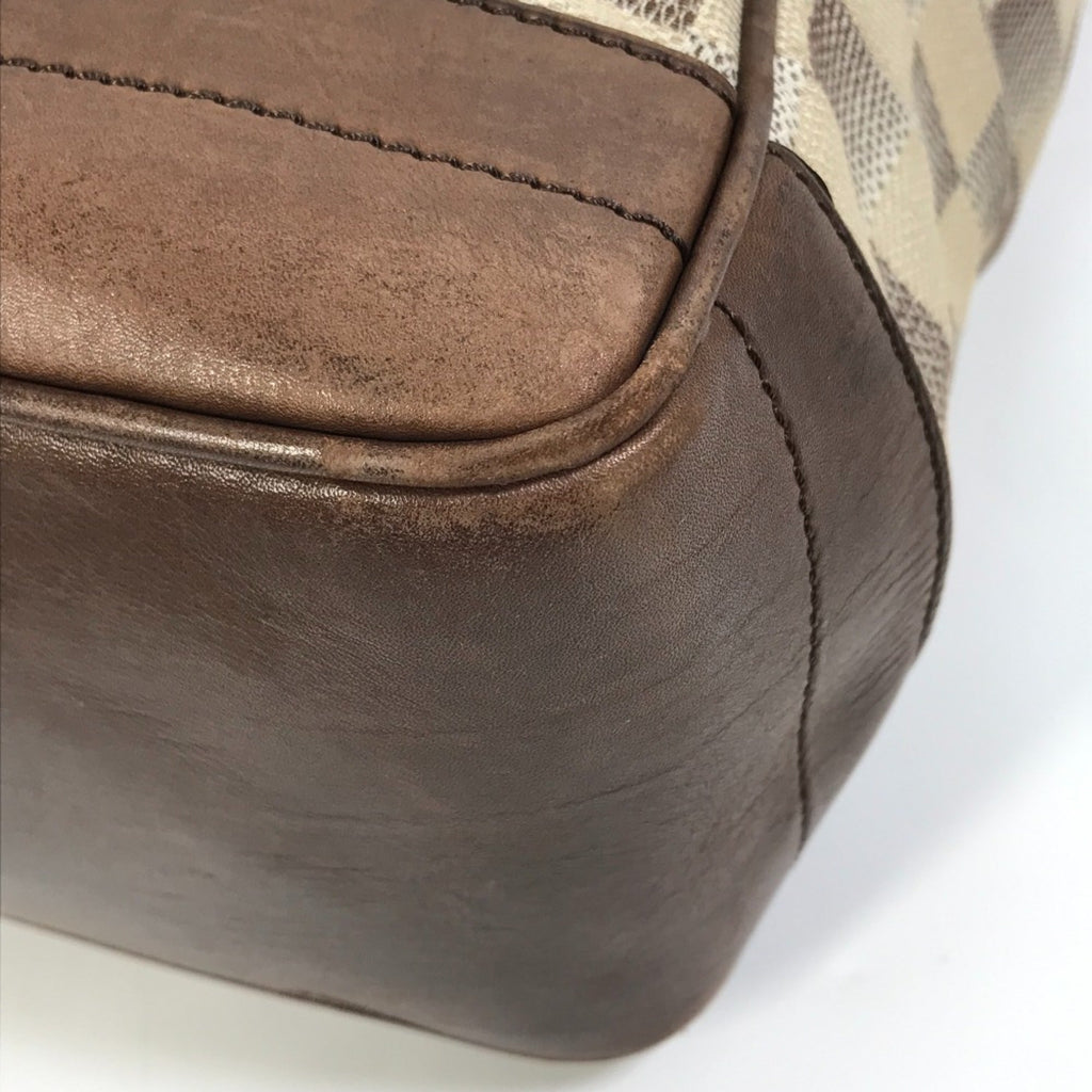 Louis Vuitton Brown White Canvas Shoulder Bag Tote Bag (Pre-Owned)
