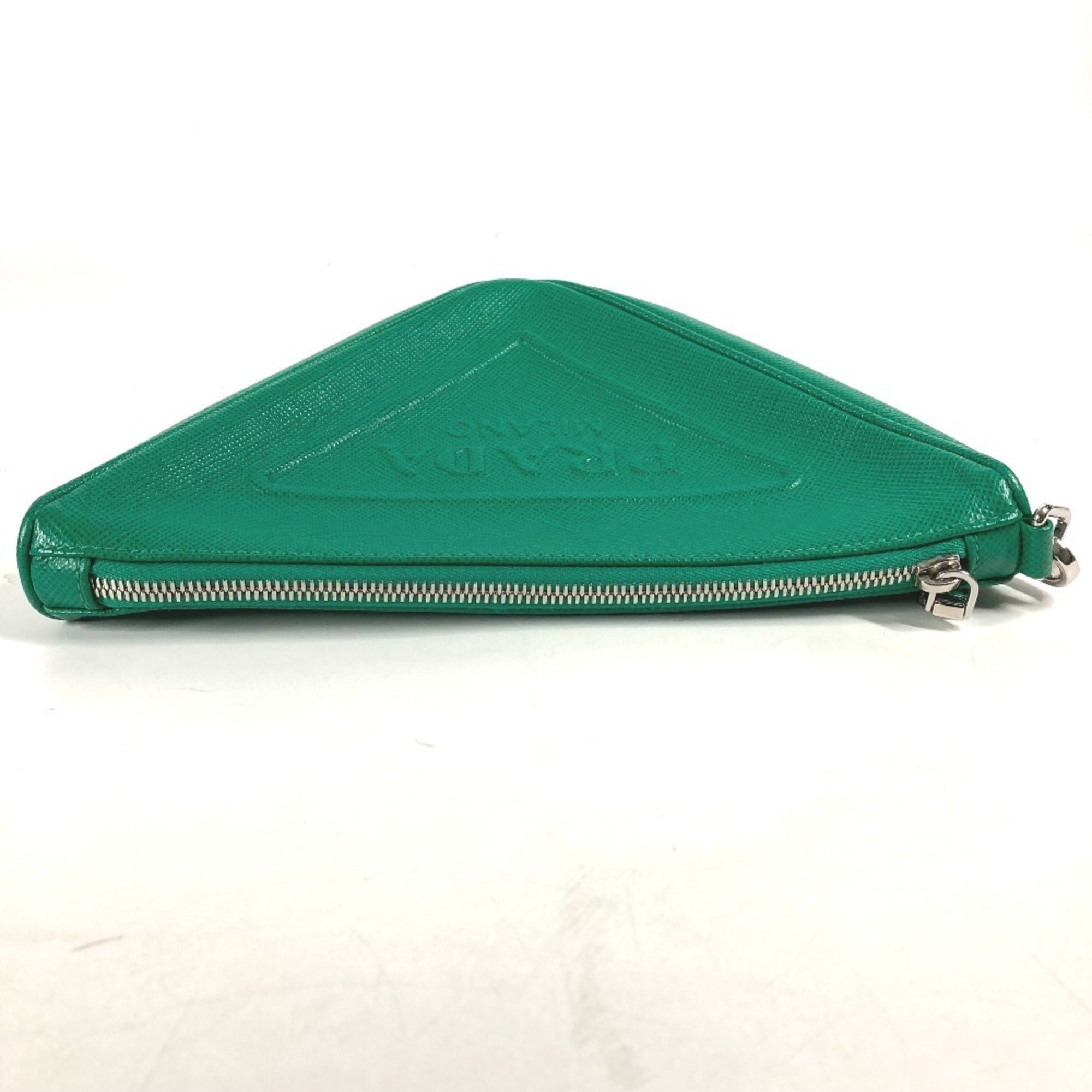 Triangle Logo Zip Crossbody Bag Leather Small
