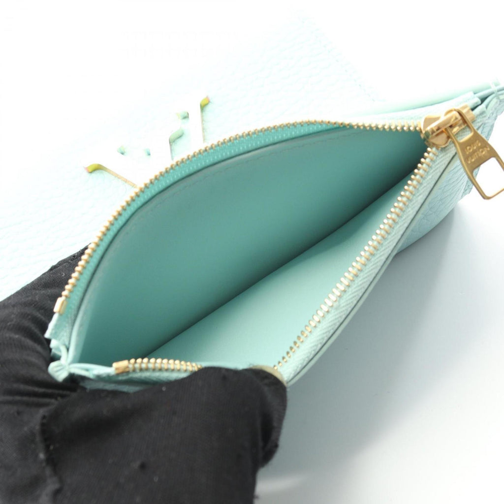 Louis Vuitton Blue Green Leather Wallet (Tri-Fold) (Pre-Owned)