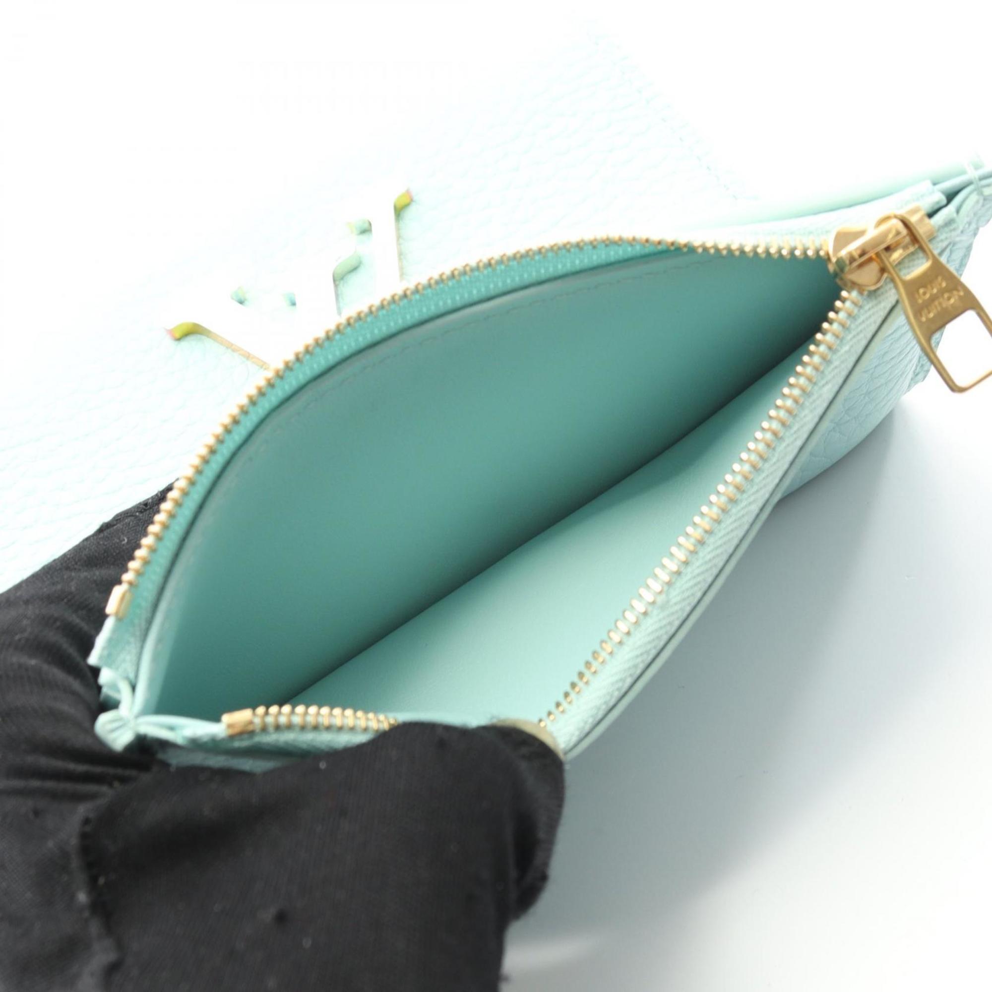 Louis Vuitton Blue Green Leather Wallet (Tri-Fold) (Pre-Owned)