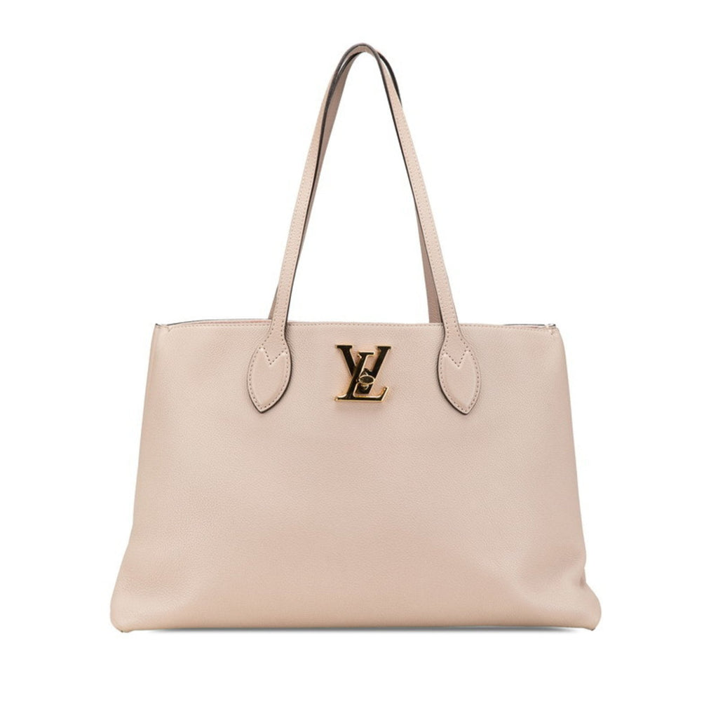 Louis Vuitton Beige Grayish Leather Shoulder Bag Tote Bag (Pre-Owned)