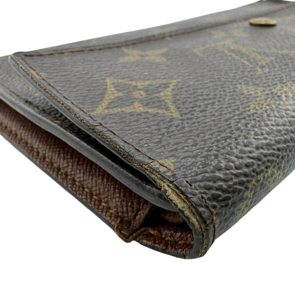 Louis Vuitton Brown Leather Long Wallet (Tri-Fold) (Pre-Owned)