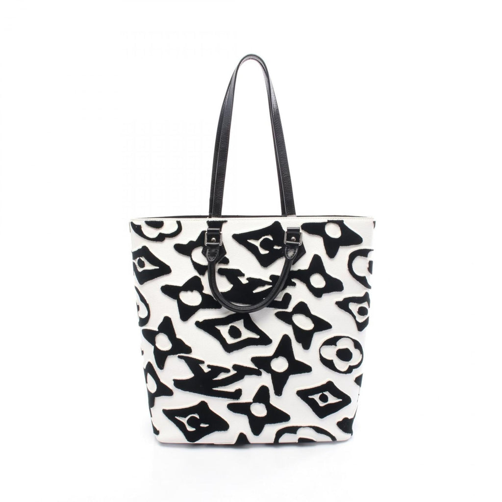 Louis Vuitton Black White Canvas Leather Tote Bag (Pre-Owned)