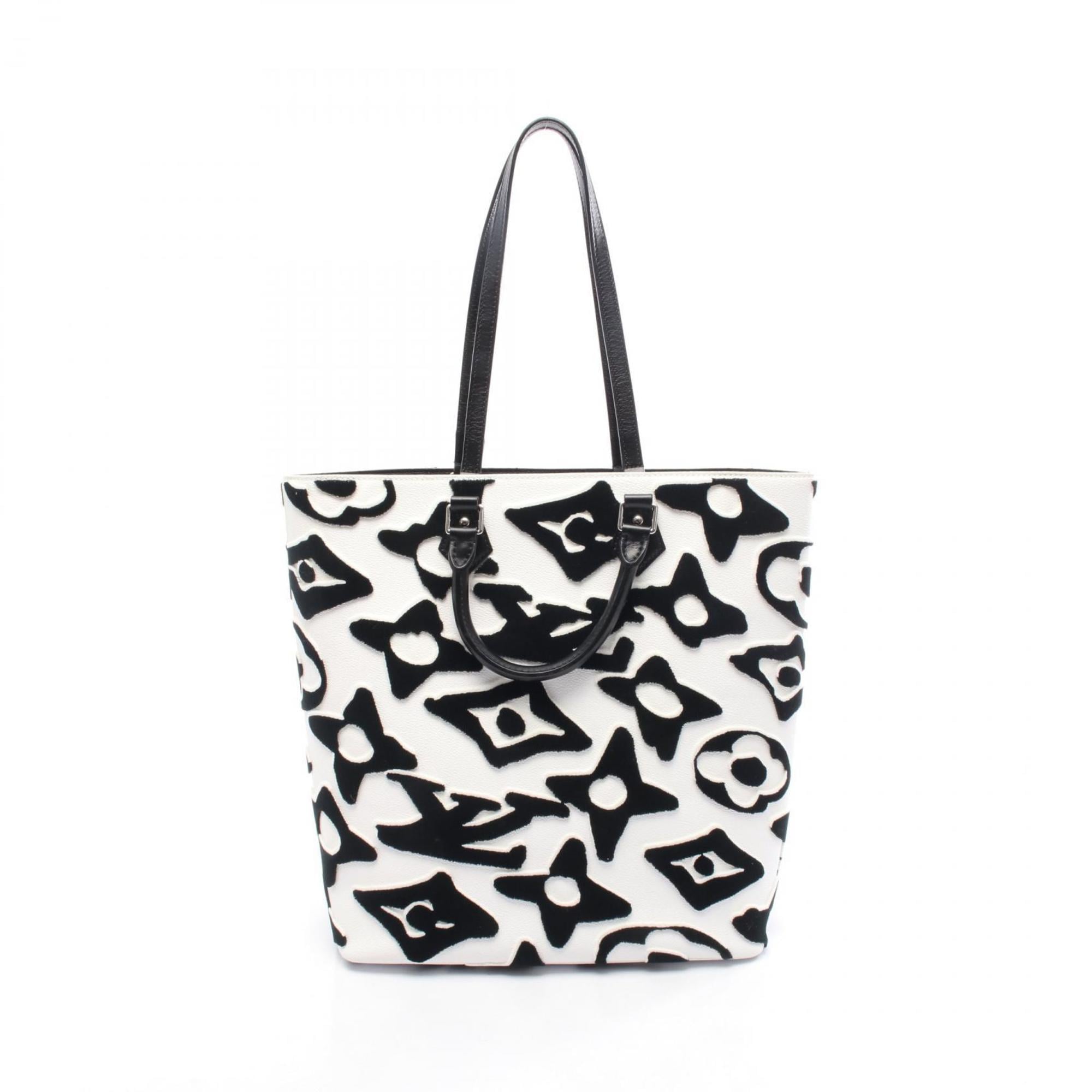 Louis Vuitton Black White Canvas Leather Tote Bag (Pre-Owned)