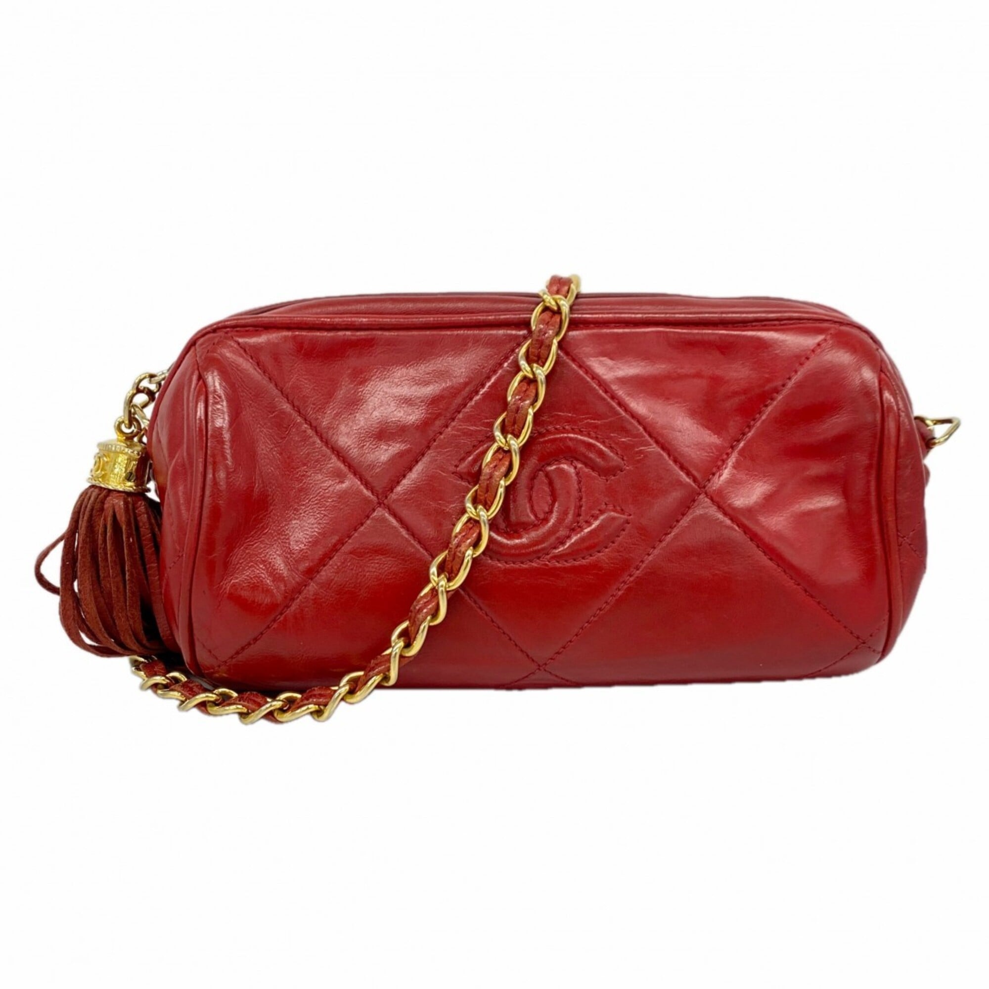 Vintage Diamond CC Barrel Bag Quilted Leather Mini