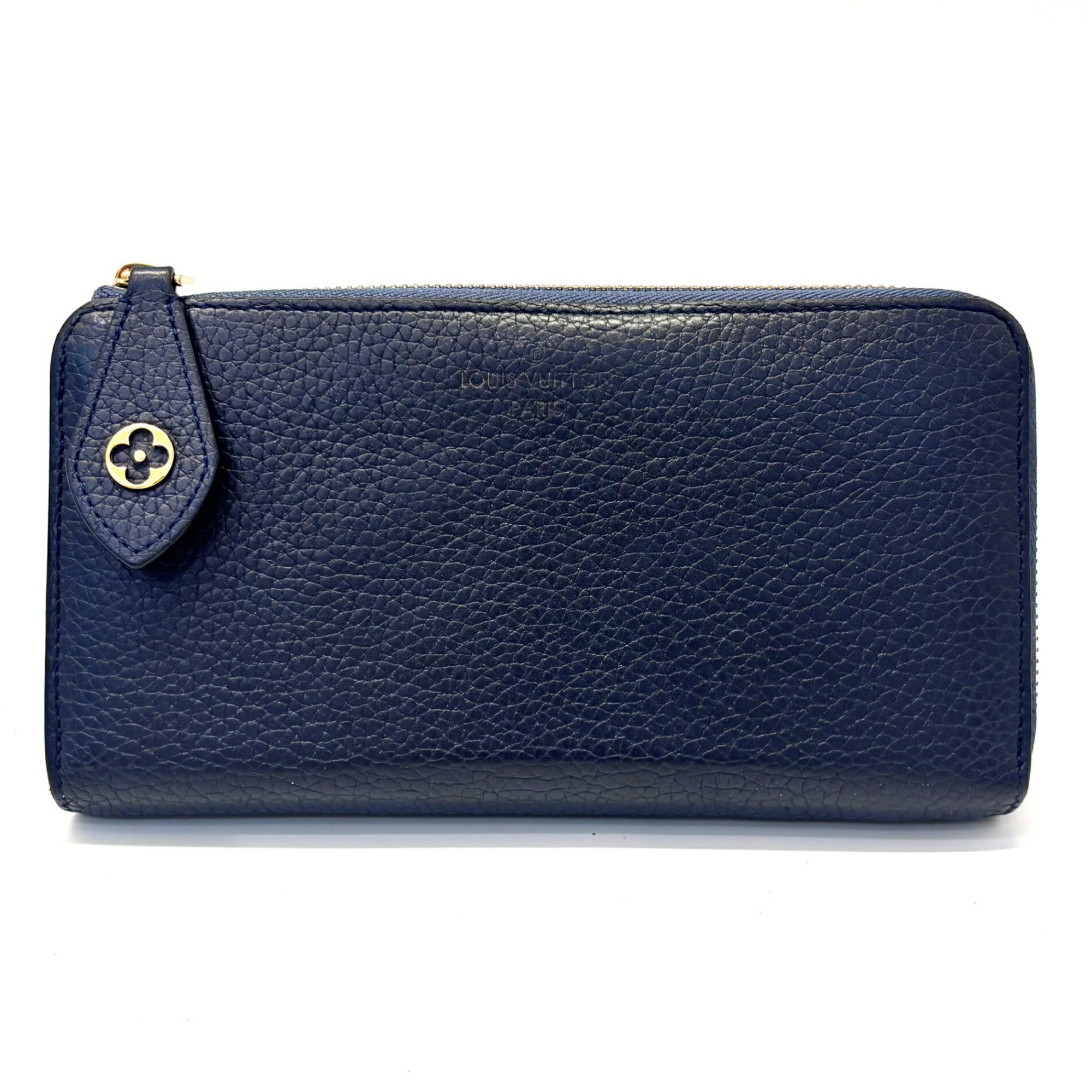 Louis Vuitton Navy Blue Leather Long Wallet (Bi-Fold) (Pre-Owned)