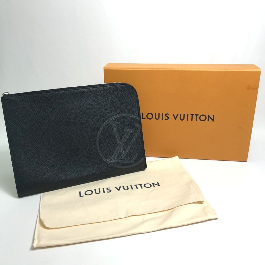 Louis Vuitton Black Noir Leather Clutch Bag Pochette (Pre-Owned)