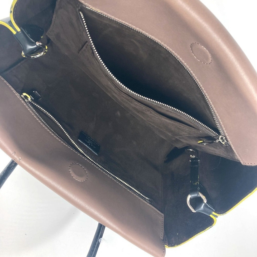 Louis Vuitton Black Brown Leather Handbag Tote Bag (Pre-Owned)