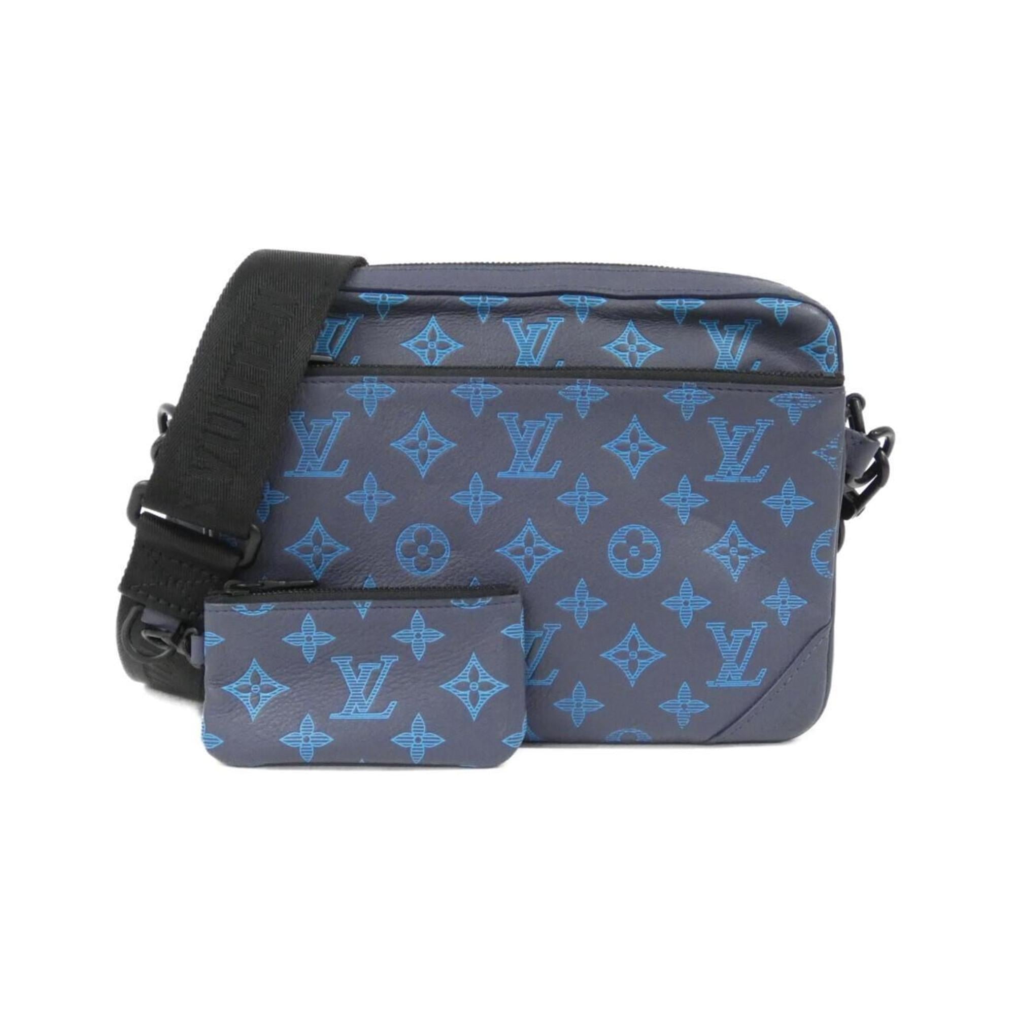 Louis Vuitton Black Blue Leather Shoulder Bag (Pre-Owned)