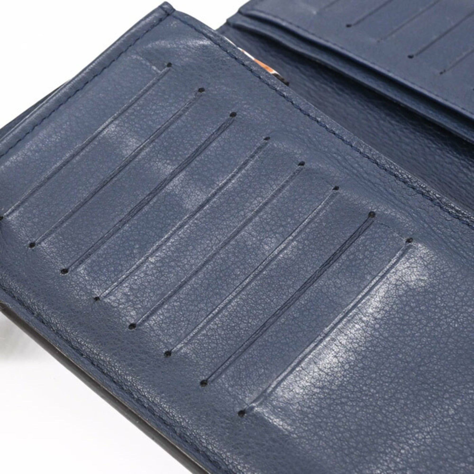 Louis Vuitton Navy Leather Long Wallet (Bi-Fold) (Pre-Owned)