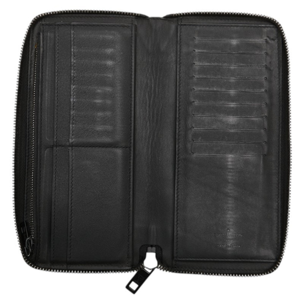 Louis Vuitton Black Noir Leather Long Wallet (Bi-Fold) (Pre-Owned)