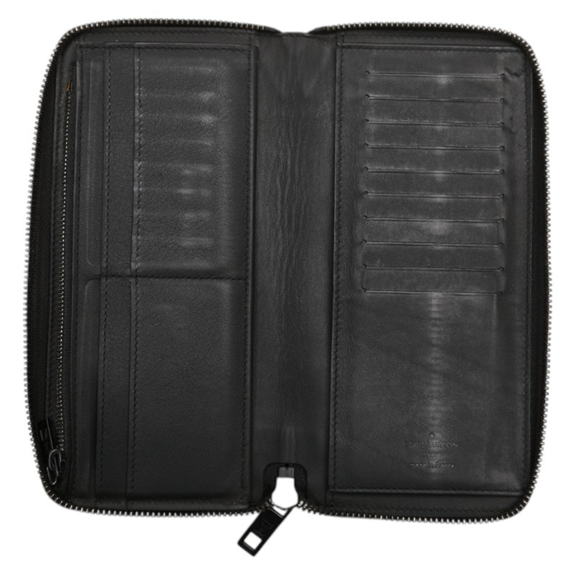 Louis Vuitton Black Noir Leather Long Wallet (Bi-Fold) (Pre-Owned)