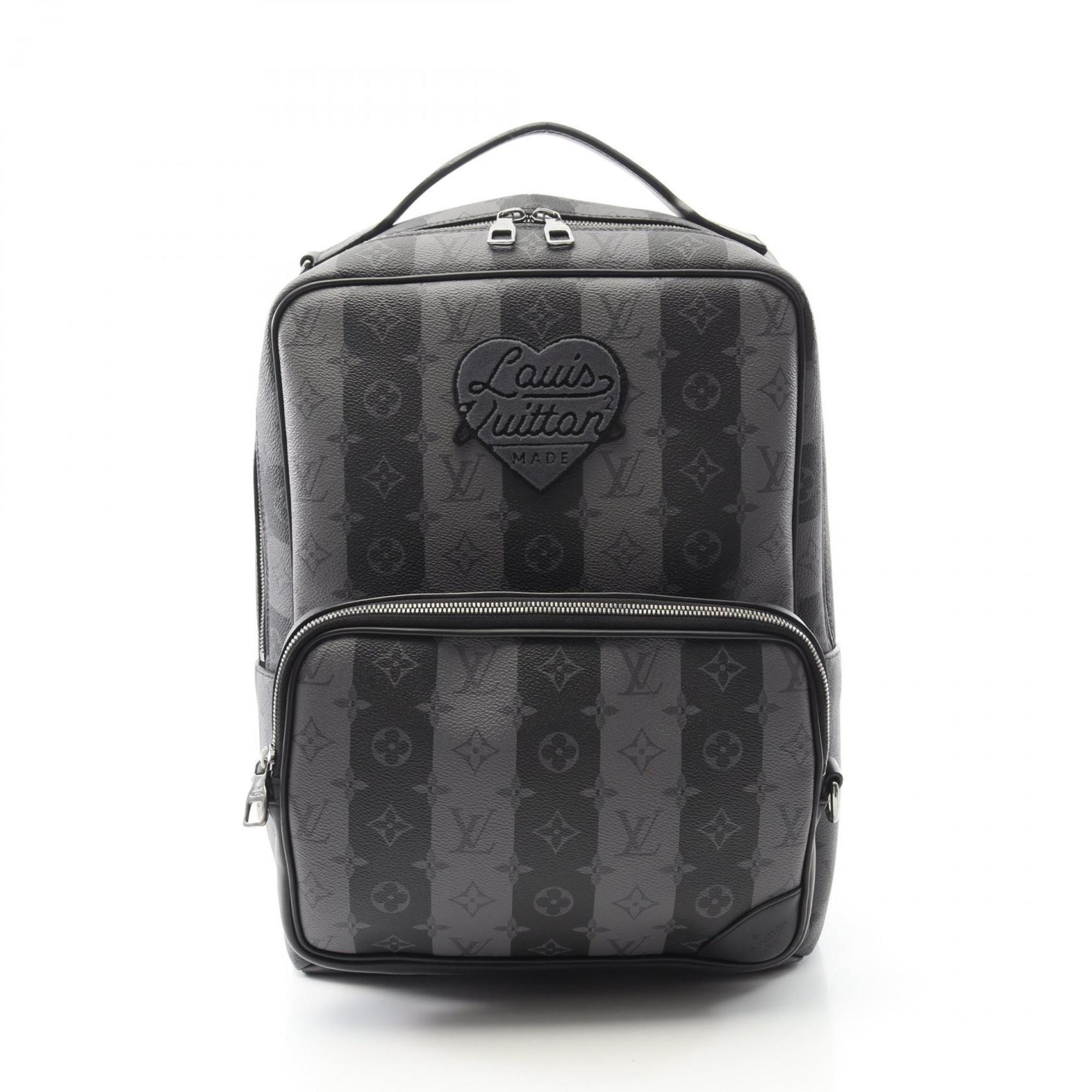 Louis Vuitton Black Gray Coated Canvas Backpack (Pre-Owned)