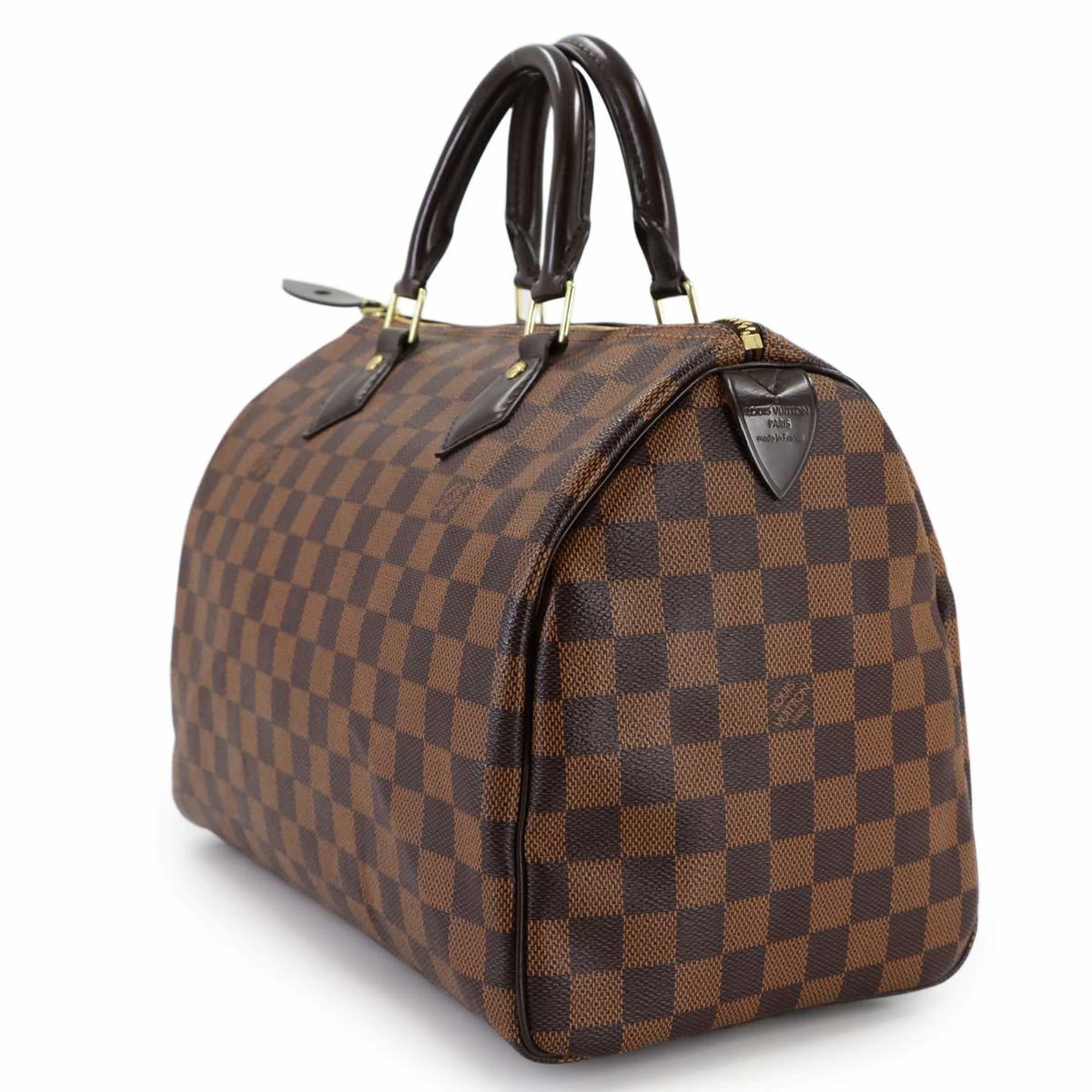 Louis Vuitton Brown Damier Canvas Ebene Damier Canvas Boston Bag Handbag (Pre-Owned)