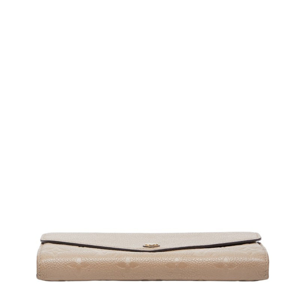 Louis Vuitton Beige Leather Long Wallet (Tri-Fold) (Pre-Owned)
