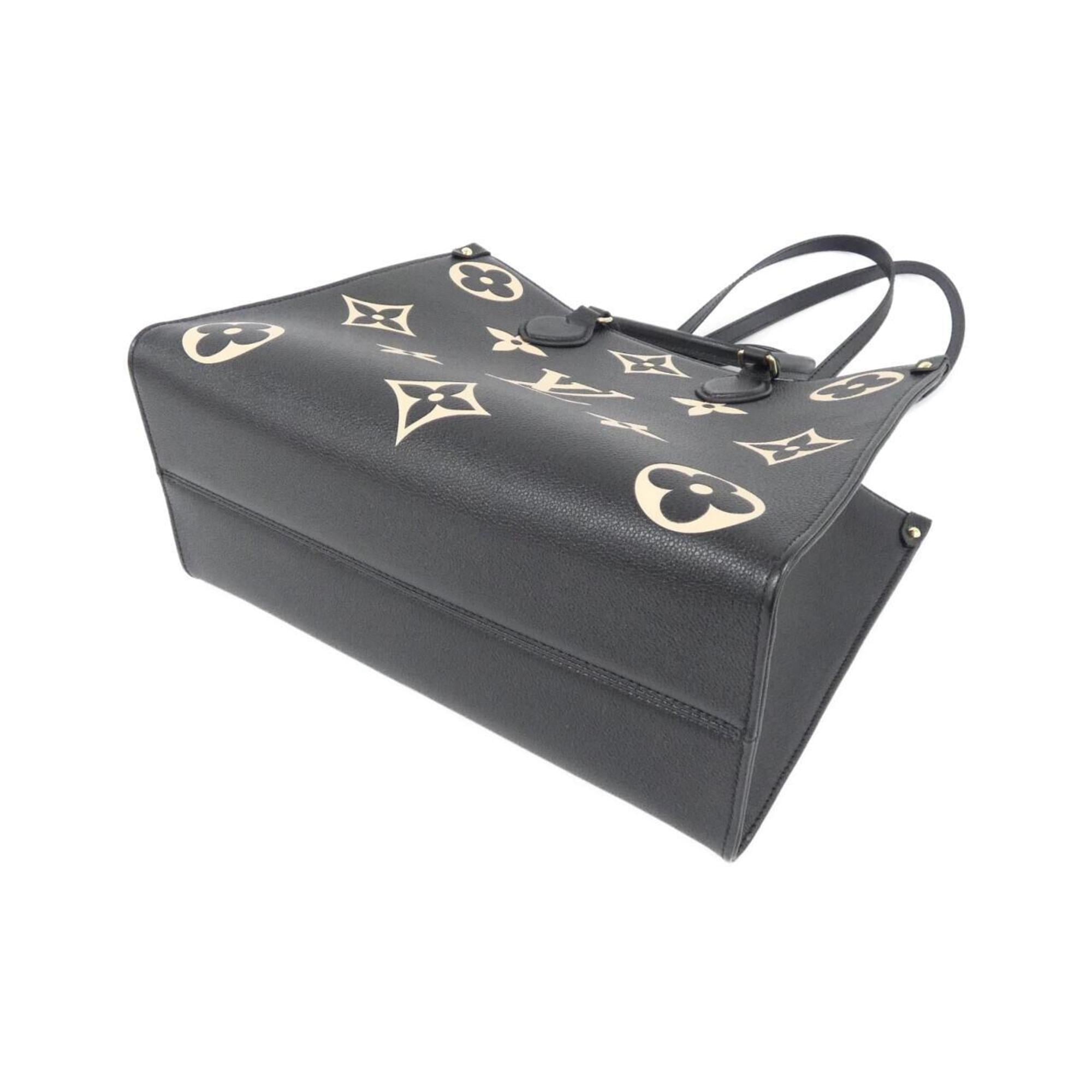 Louis Vuitton Beige Bicolor Black Leather Handbag (Pre-Owned)