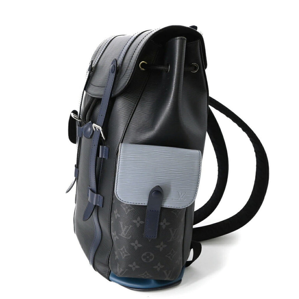 Louis Vuitton Black Blue Gray Monogram Eclipse Monogram Eclipse Epi Leather Backpack (Pre-Owned)