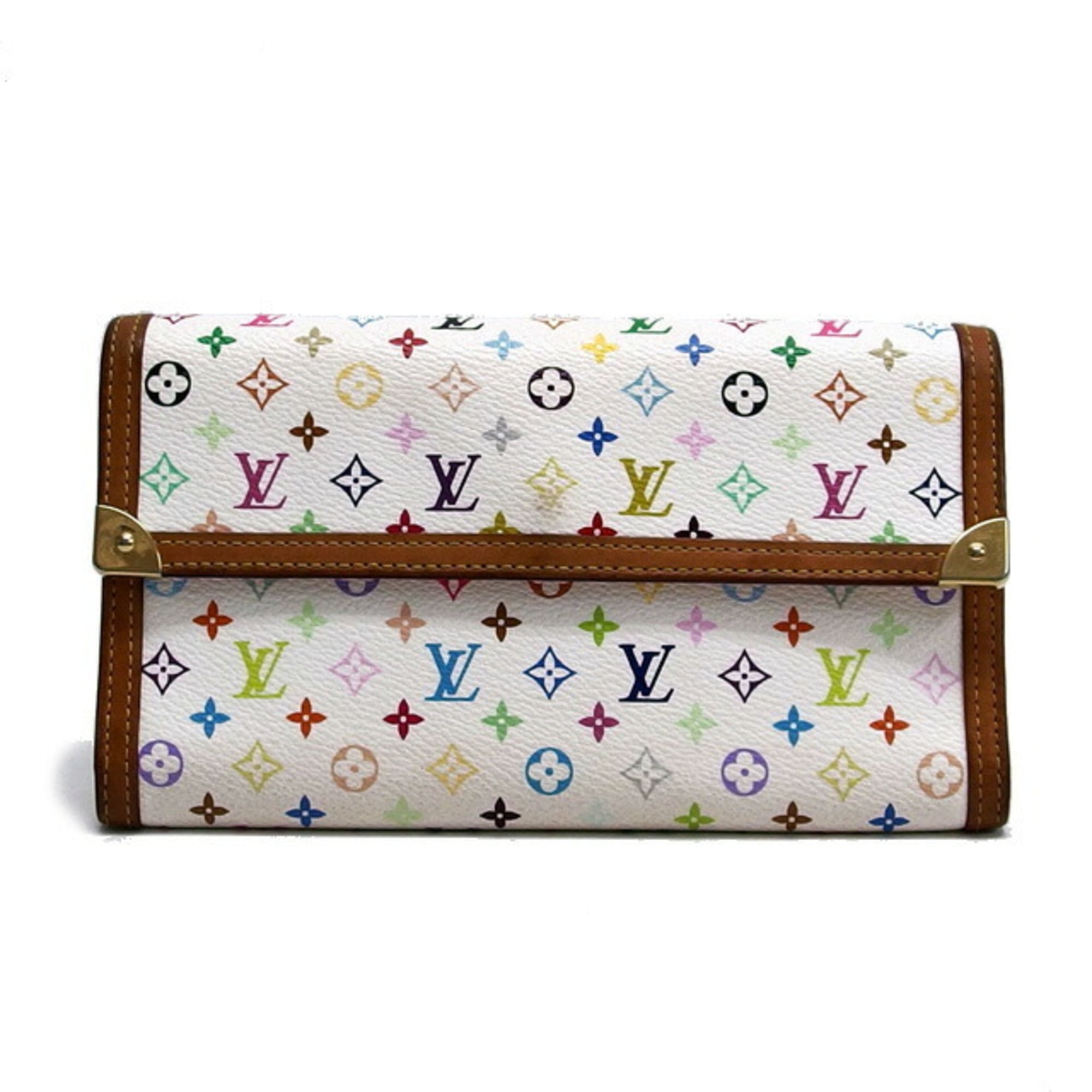 Louis Vuitton Blanc Monogram Multicolore Canvas Long Wallet (Tri-Fold) (Pre-Owned)
