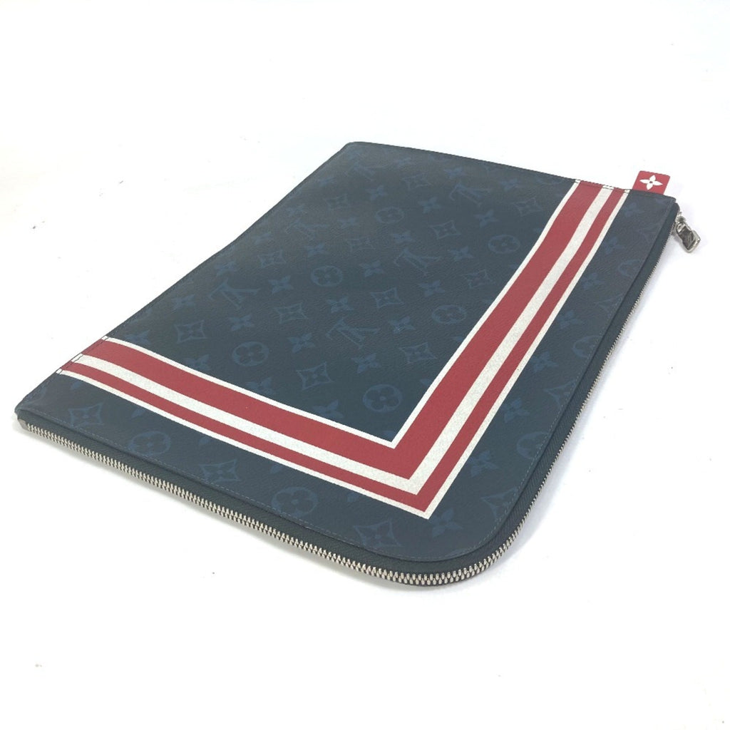 Louis Vuitton Monogram Cobalt Navy Red Color White Clutch Bag (Pre-Owned)