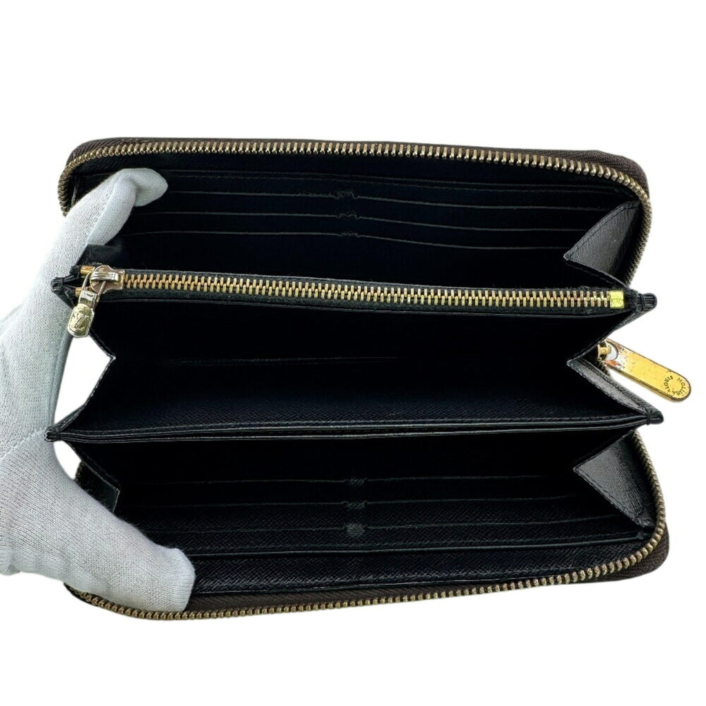 Louis Vuitton Black Brown Camel Leather Long Wallet (Bi-Fold) (Pre-Owned)
